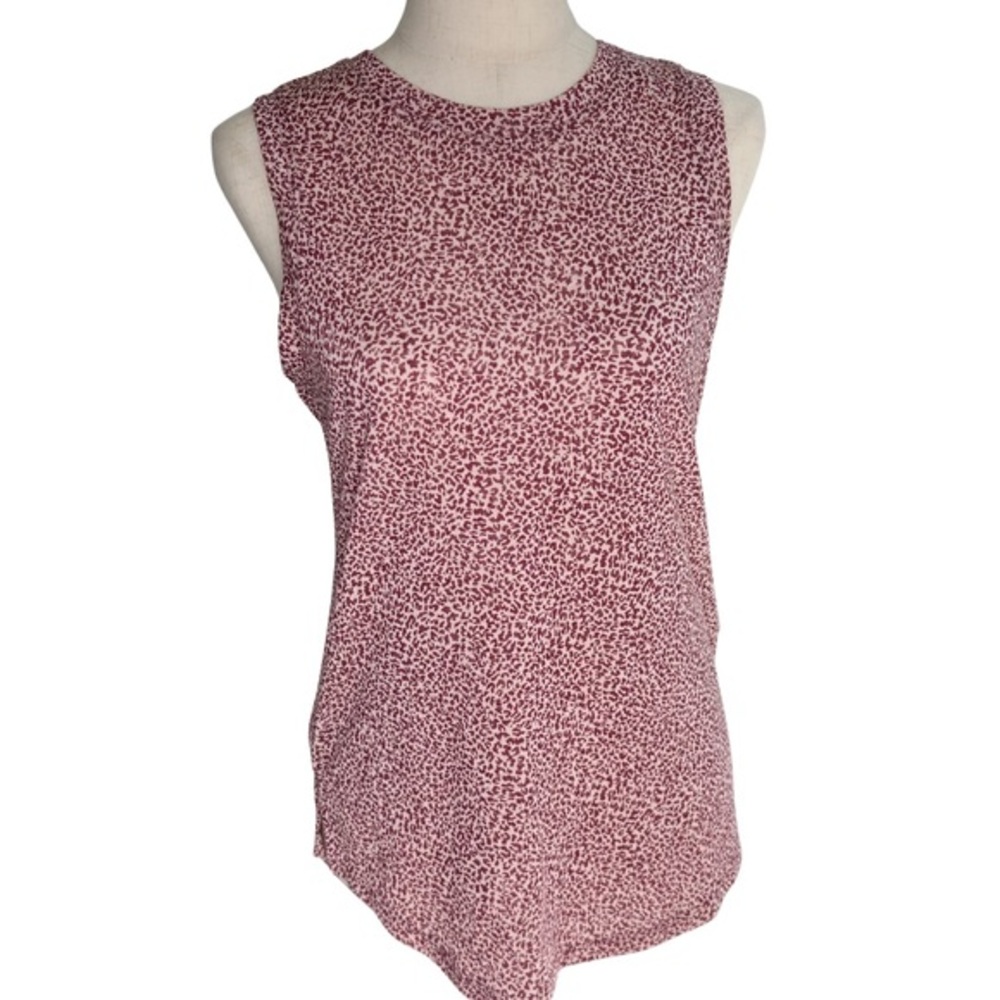 Athleta Sleeveless Tank Top Pink Burgundy Animal Print Lightweight Activewear S